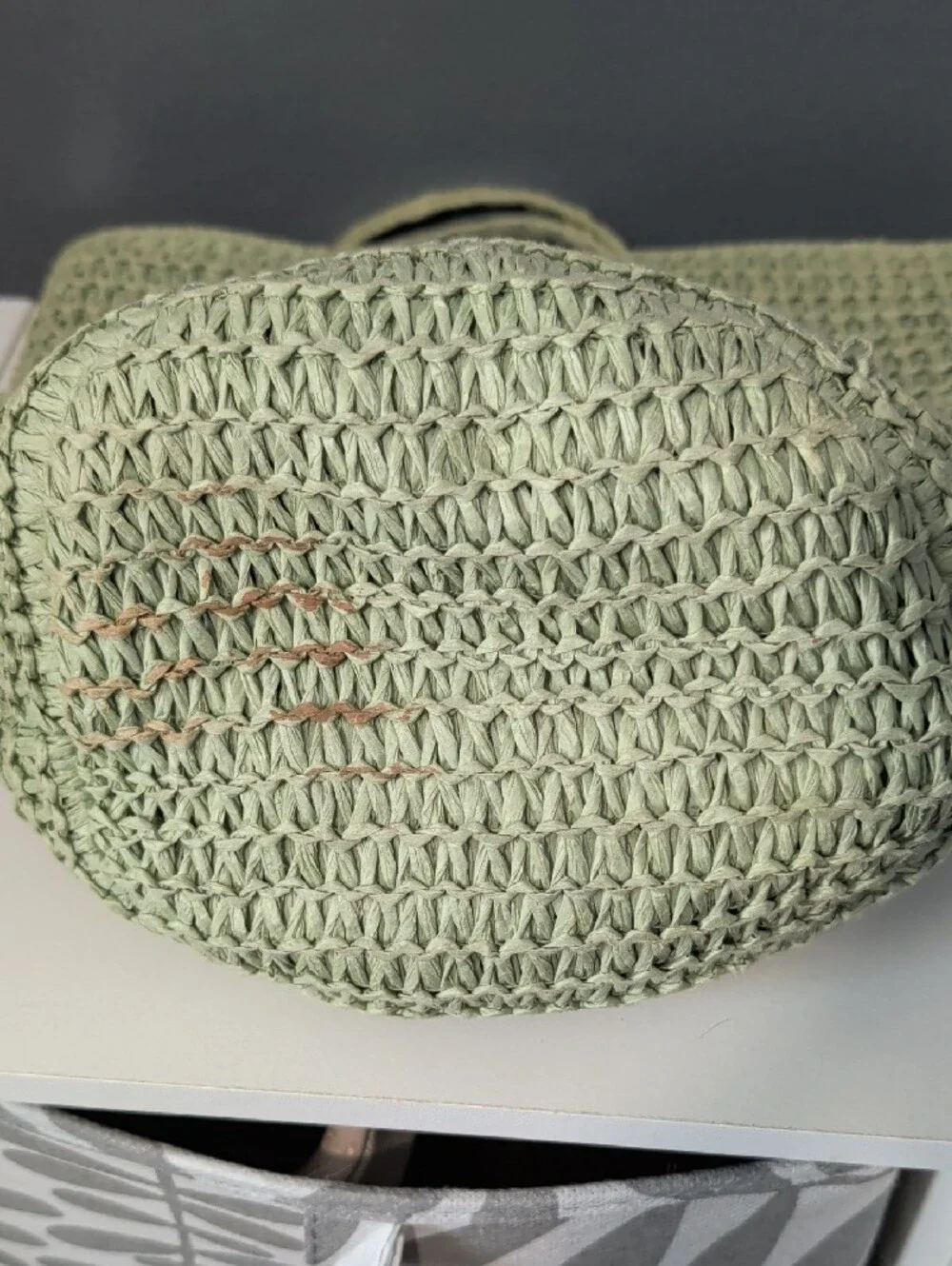 Universal Thread Light Green Woven Crossbody Bag with Cutout Handle